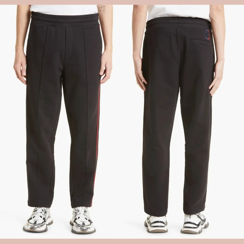 NWT $690 Moncler [ XXL ] Embroidered Logo Sweatpants in Black‎ #J1971